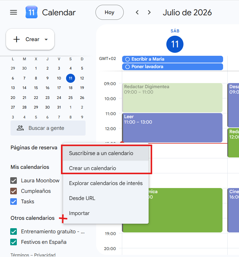 como organizar google calendar suscribirse a un calendario