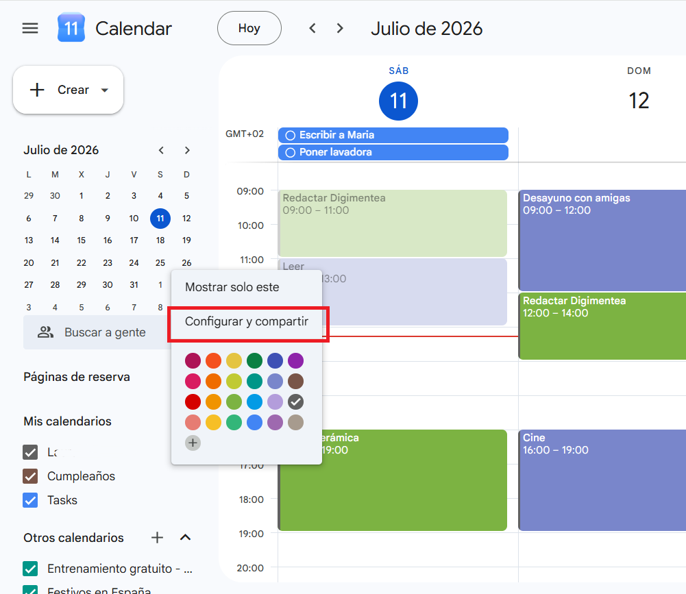 como organizar google calendar configurar calendario