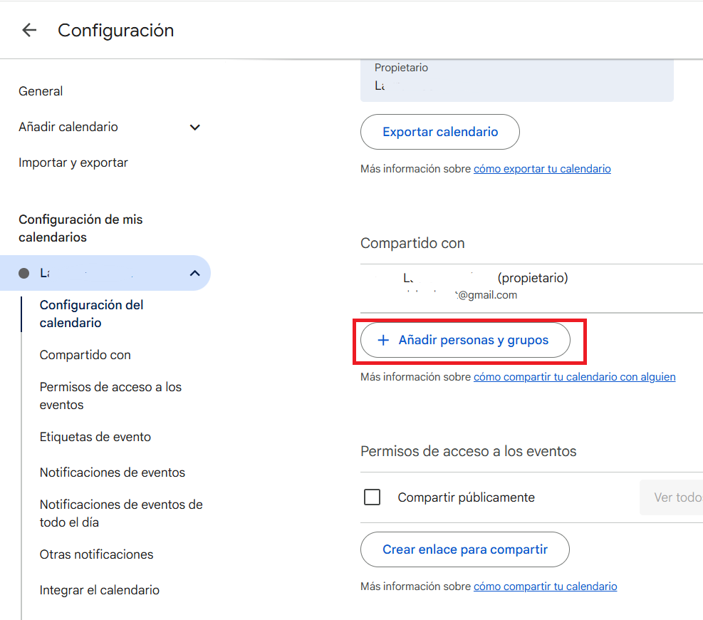 como organizar google calendar añadir personas