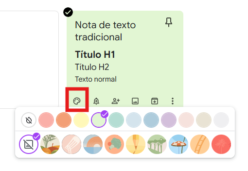 cómo usar google Keep poner fondo color