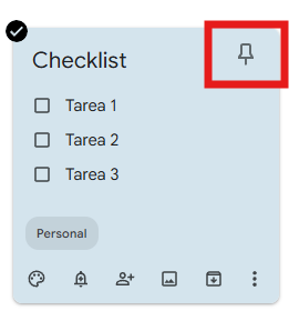 cómo usar google Keep fijar nota
