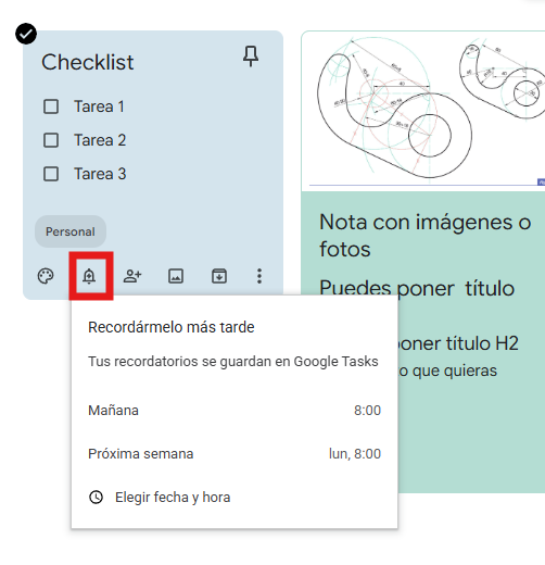 cómo usar google Keep recordatorios
