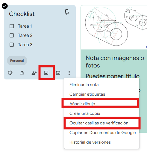 cómo usar google Keep cambiar nota