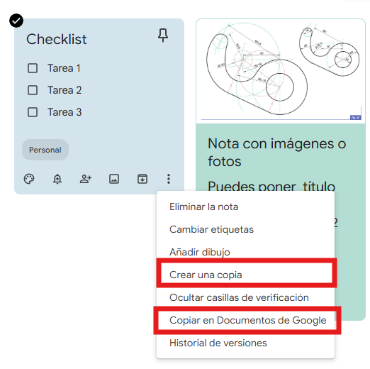 cómo usar google Keep copia documento google